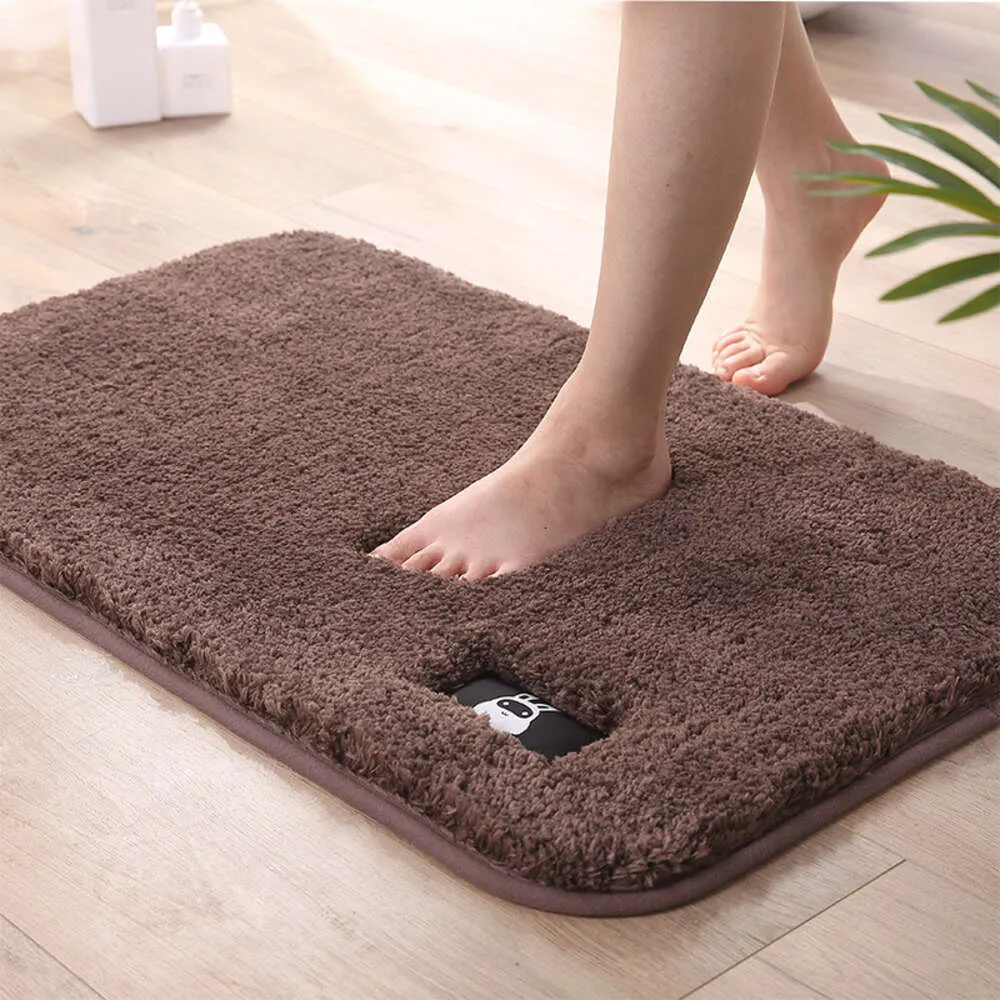 Alfombra absorbente de agua para baño, alfombra gruesa de lana alta, alfombra de felpa antideslizante para Puerta del dormitorio