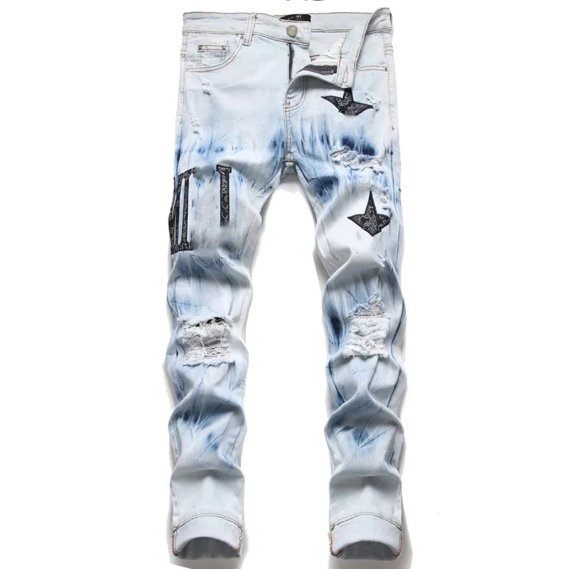 jeans pantalons designer jeans jeans masculin jeans slim ajustement nouvelle marque à tendance pantalon pantalon droit polyvalent broderie quilting marque de pantalon vintage est très bon