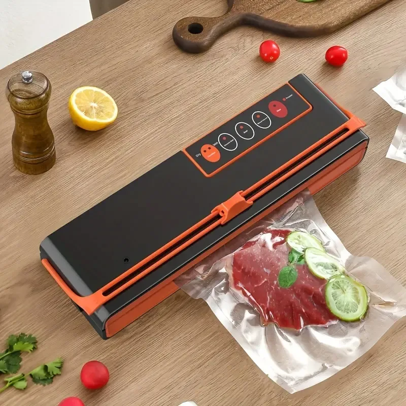 1 ensemble, machine de scellage sous vide, scelleuse automatique d'aliments avec coupeur, modes secs et humides, système de scellage d'air par aspiration puissant avec 10 sacs de scellage, tuyau d'aspiration d'air