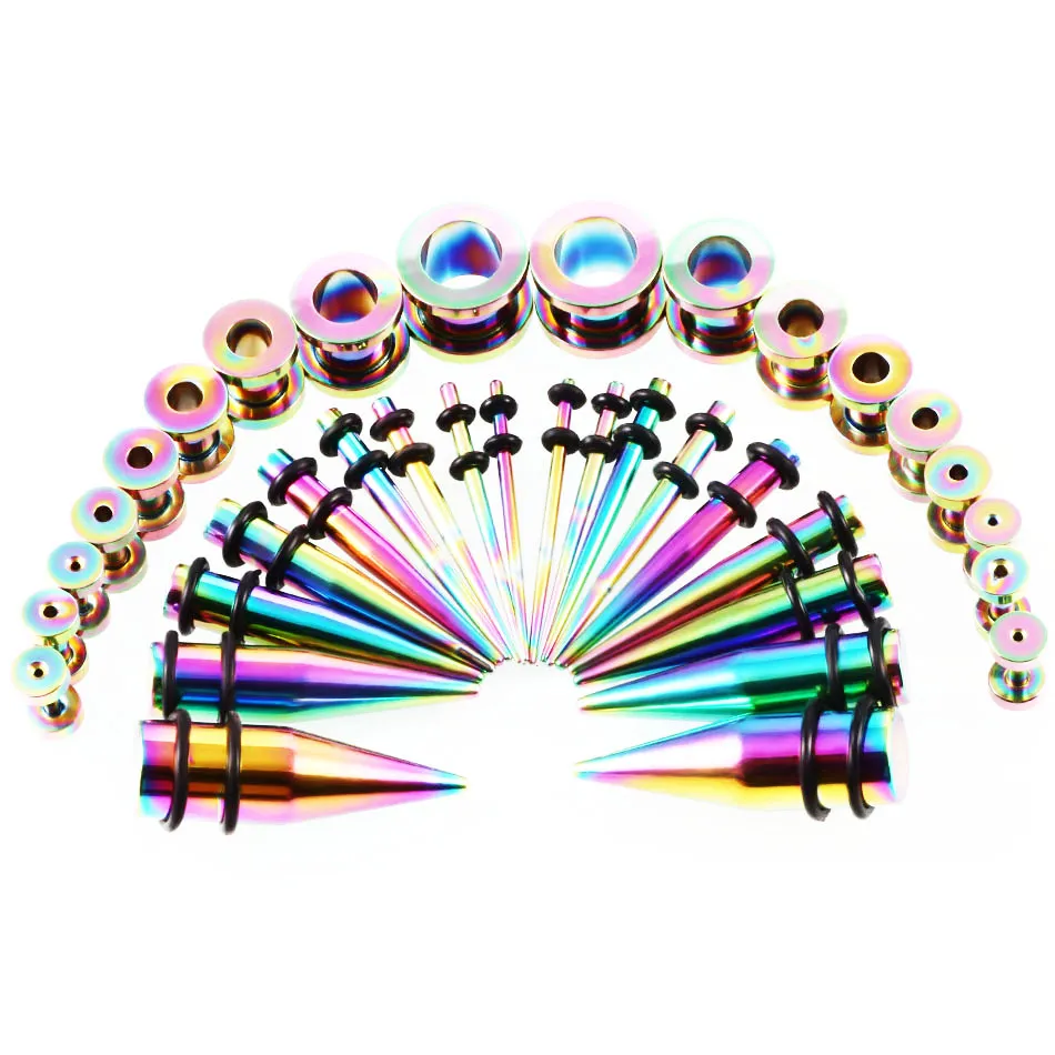 wholesale Großhandel 36P Edelstahl Ohrmessgeräte Plugs und Tunnel Stretching Kits Flesh Tunnel Expansion Body Piercing Schmuck