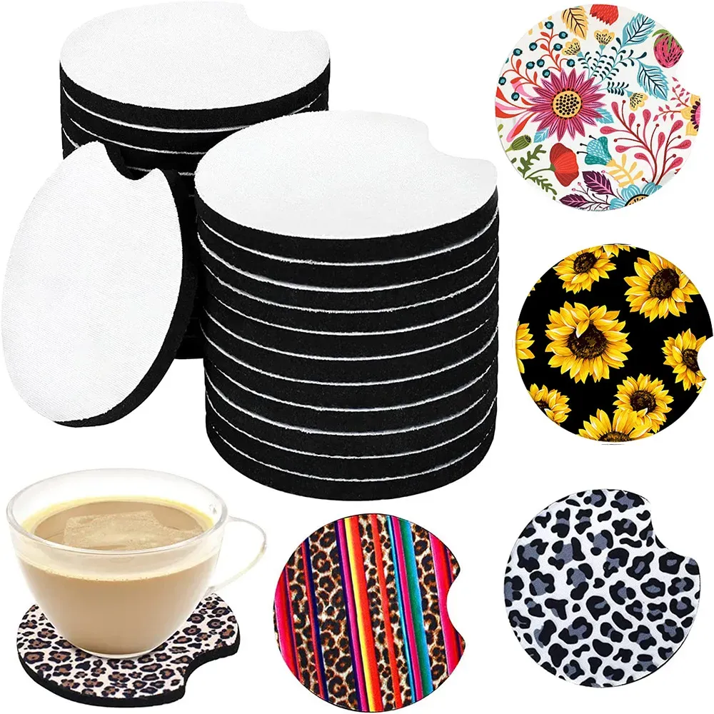 Sous Verres De Voiture En Néoprène Vierges Par Sublimation, 55 Pièces, Porte  Gobelet De Boisson, Sous Verres, Tasses, Tapis Contrasté, Accessoires De  Décoration Pour La Maison Du 0,18 €