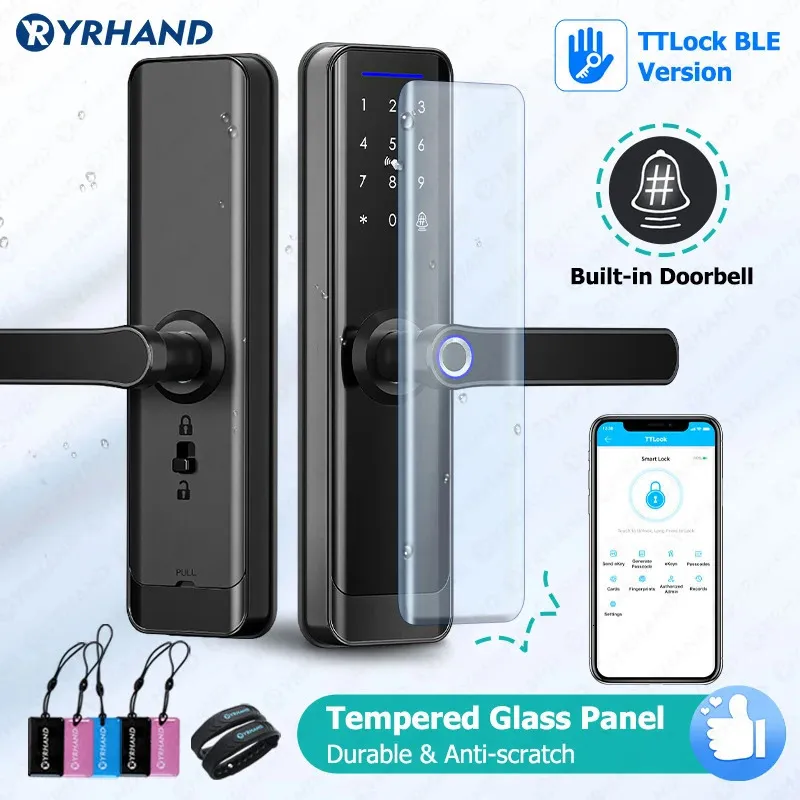 Türschlösser Wifi TT Lock App Bluetooth Fingerabdruckschloss Smart Card Digital Keyless Code Elektronische Sicherheit wasserdicht Für Zuhause 231202