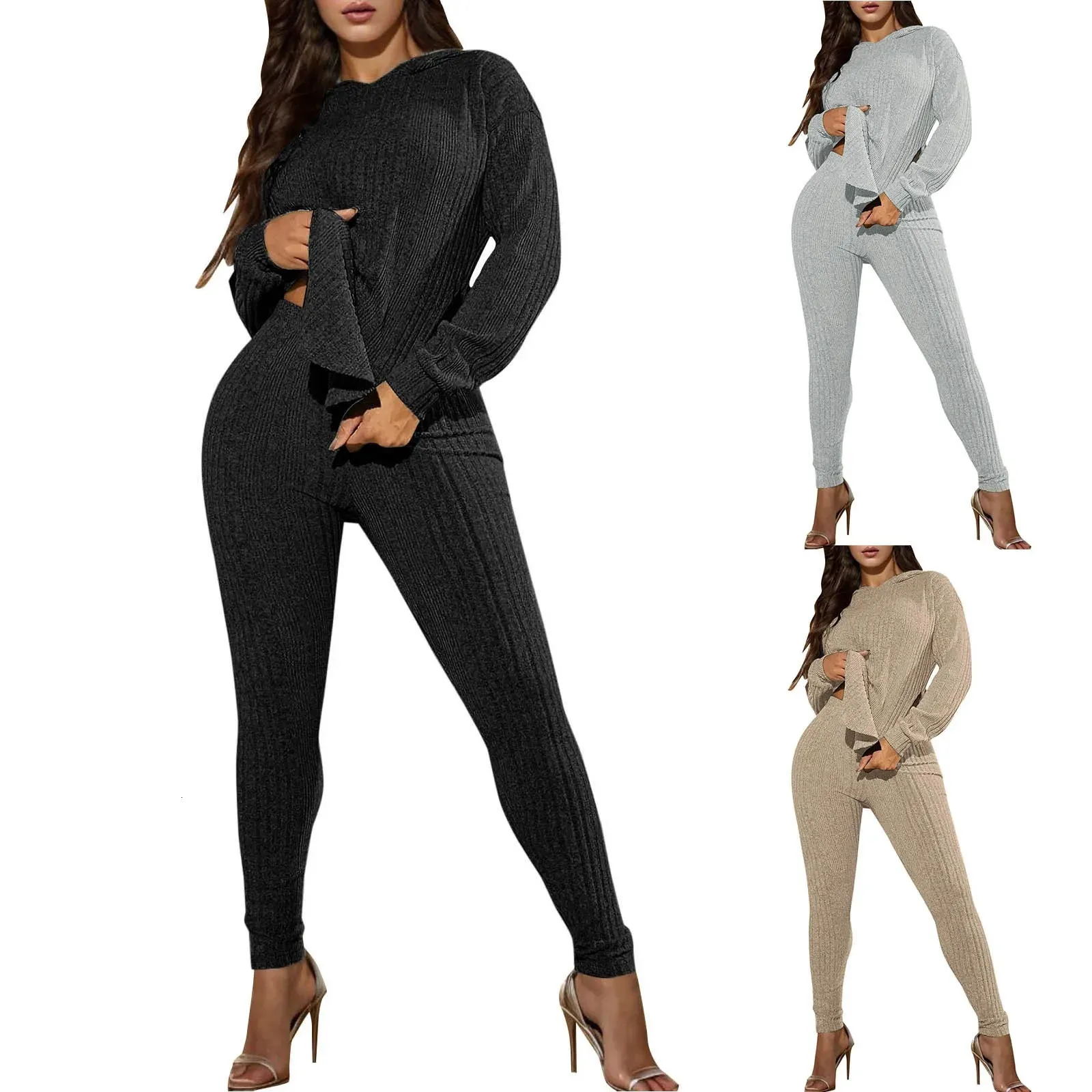 Combinaison D'intérieur Pour Femme - Pull Doublé En Polaire - Costume D'hiver Chaud à Manches Longues - Pantalon 2 Pièces - Doublure Intérieure - Tenue Décontractée - Survêtement De Loisirs - Sweat En