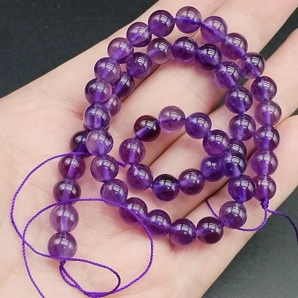 Perles rondes en améthyste naturelle d'asie, vente en gros, 8mm, 48 pièces/ficelle
