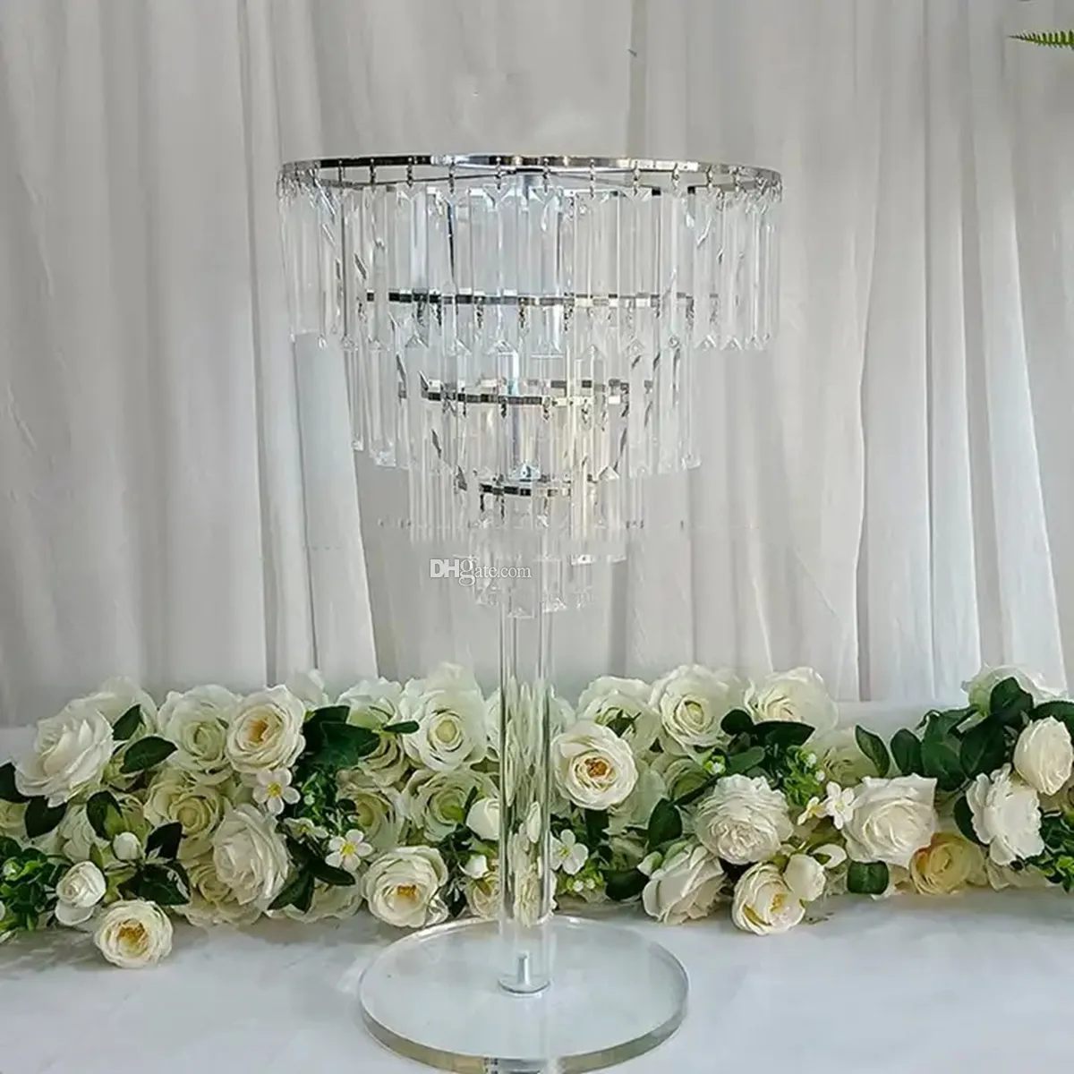 60 cm à 120 cm de hauteur) Vases en acrylique pour centres de table Grand vase en métal cristal Supports de support de fleurs Centre de table de mariage Lustre centres de table 59