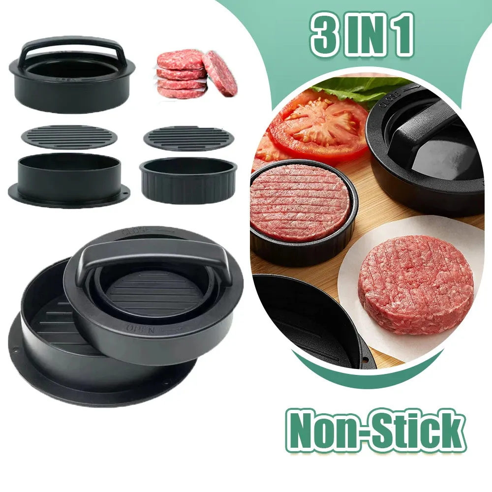 Utensili per carne di pollame Pressa per hamburger di forma rotonda Tortini di hamburger ripieni antiaderenti Stampo per torta di manzo Accessori da cucina 231202