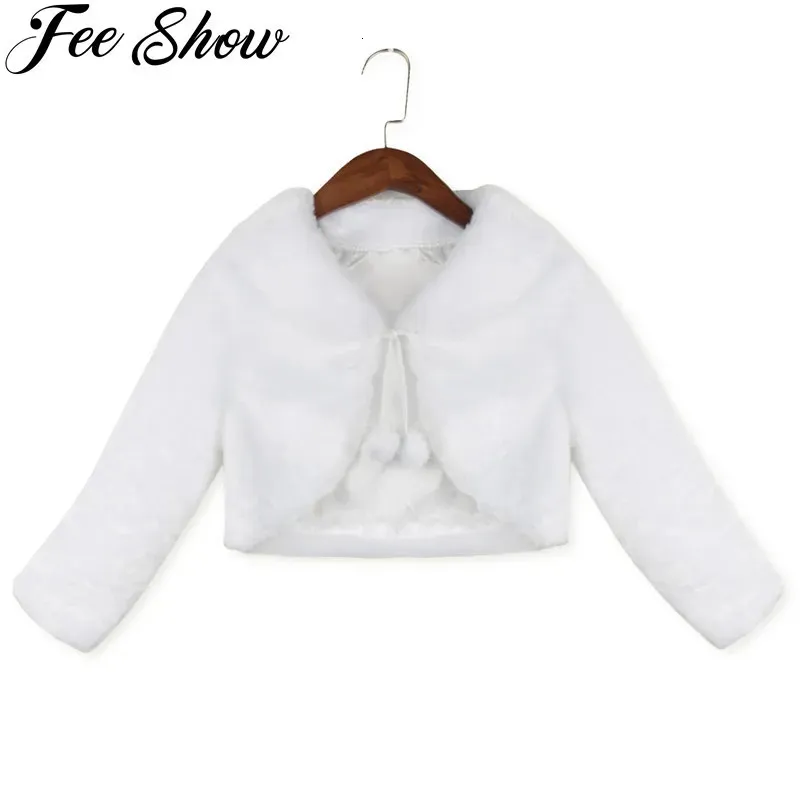 Jackets Baby Girl Princess White Coats Kids Faux Fur Warm Short Jacket for Wedding Dress Party Formal Girls Bolero Toddler Girl Outwear 231202