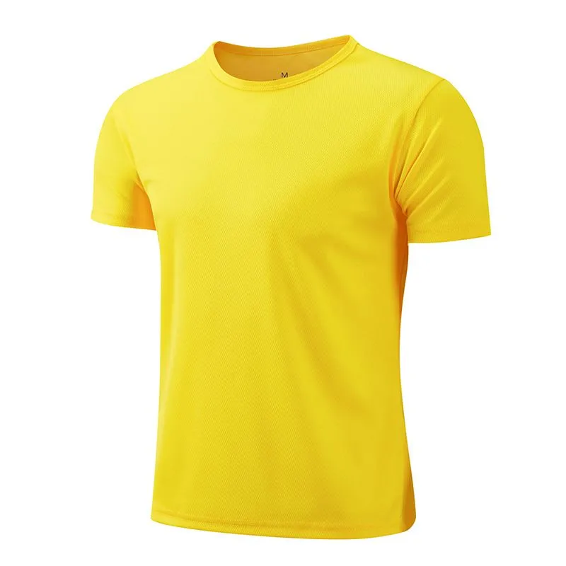 Snabbtorkning rund hals sport t-shirt gymtröjor fitness skjorta tränare löpning t-shirt män solid färgkläder sportklassen Klass