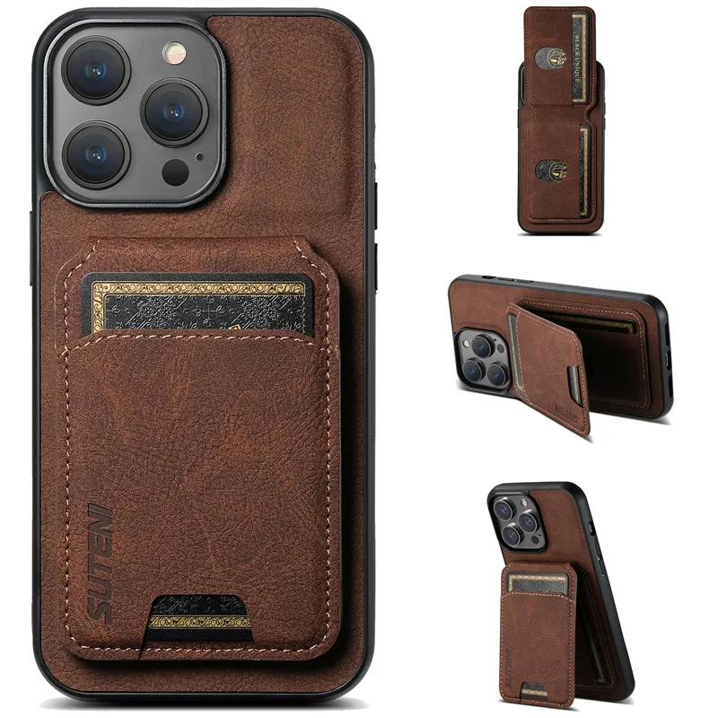 Luxuriöse magnetische Lychee-Korn-Handyhülle für iPhone 15 14 13 12 Pro Max Sony Xperia 1 10 5 Oneplus 11 5G mehrere Kartenfächer Litchi-Muster Leder Brieftasche Kickstand Shell