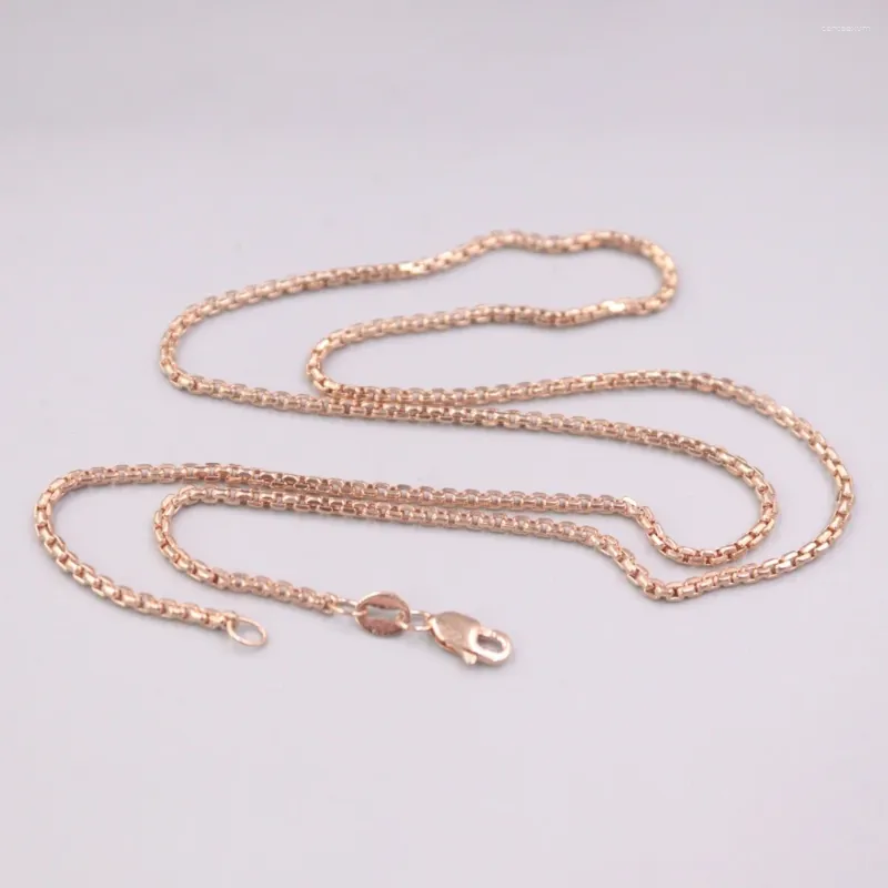 Correntes Au750 Pure 18k Rose Gold Colar Largura 1.8mm Hollow Square Box Link Chain para Homens Mulheres Presente 40-60cm