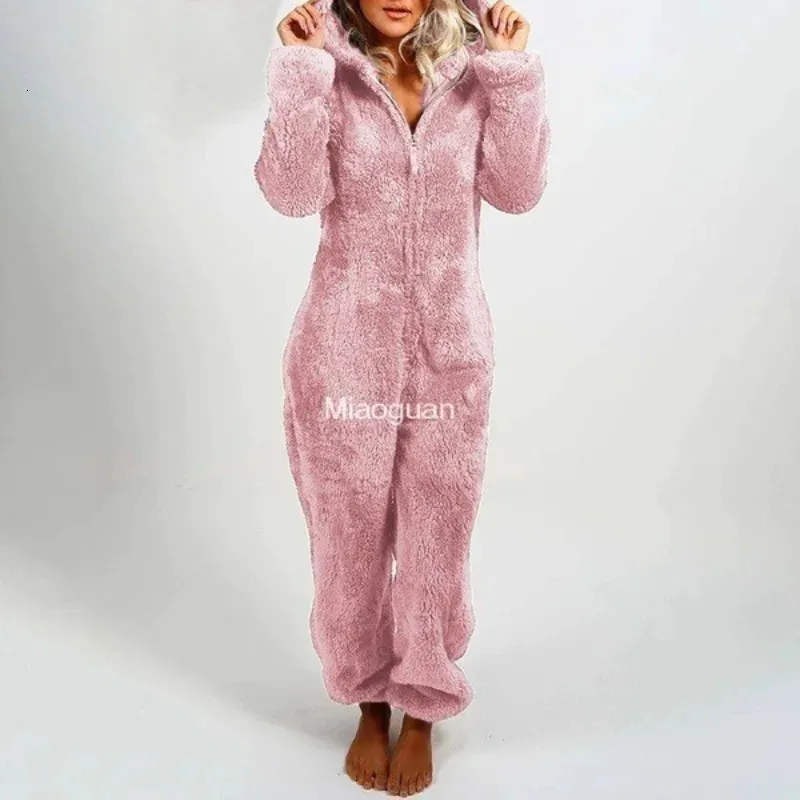 Kvinnors jumpsuits Rompers Jumpsuit Kvinnor Autumn Winter Thicked Hooded Jumpsuit Eleganta overaller för kvinna i full längd för kvinnor One Pieces Lady 231202