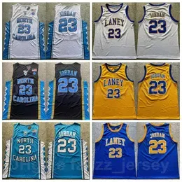 NCAA Basketball 23 Michael College Jersey Man North Carolina Tar Heels And Laney Bucs High School For Sport Fans Breathable Pure Cotton Black Blue White Yellow