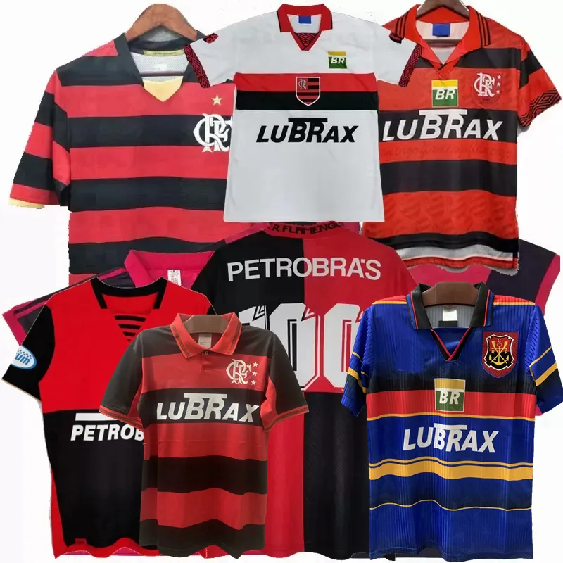 Retro clásico Flamengo camisetas de fútbol 1986 1994 95 96 100 años Centenario 2000 01 02 03 04 08 09 2010 2014 15 GILBERTO SAVIO ROMARIO EMERSON ADRIANO camiseta de fútbol