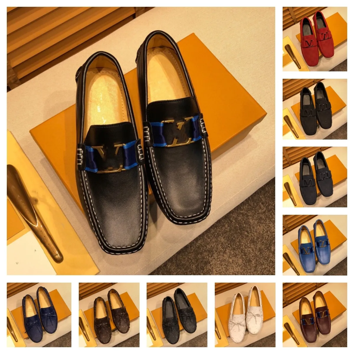 Man klänningskor klassisk mode italiensk stil äkta läder designer män loafers slip-on läder loafers god kvalitet män lyxskor storlek 6.5-12
