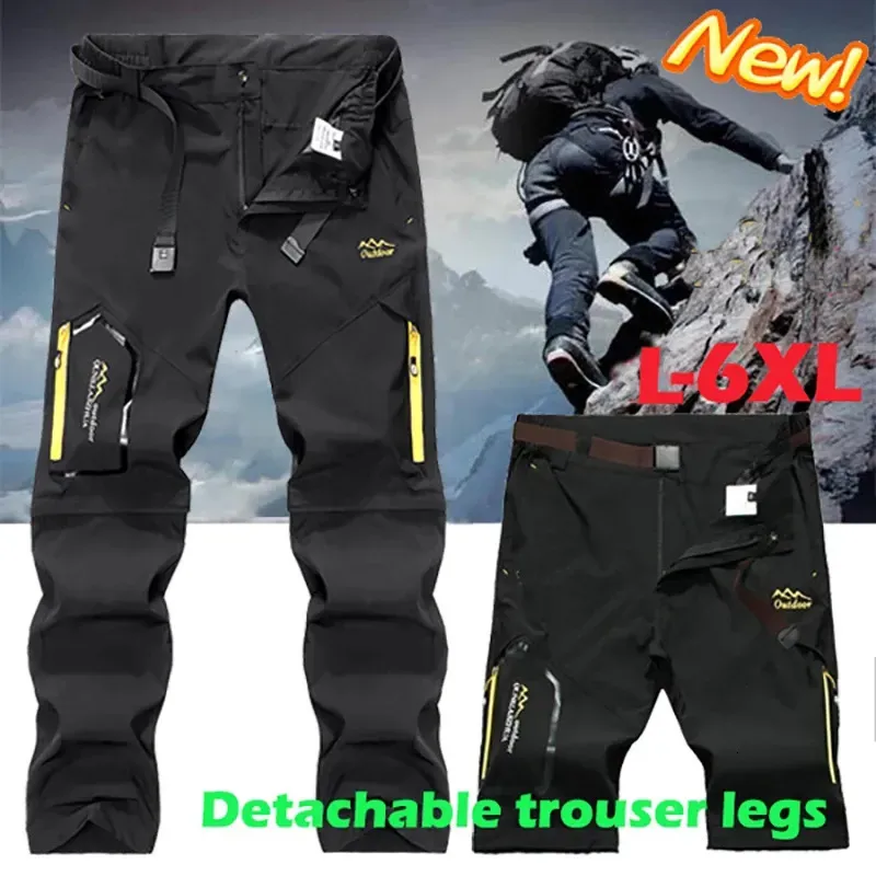 Outdoor Pants Summer Men's Outdoor Waterproof Breathable Hiking Camping Fishing Climbing Detachable Assault Pants Plus Size 6XL Trousers 231202