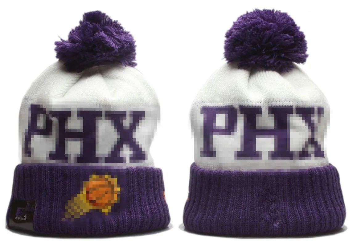 2023 Phoenix''Suns''Beanie Baseball Squadra nordamericana Toppa laterale Inverno Lana Sport Cappello lavorato a maglia Skull Caps Berretti a1