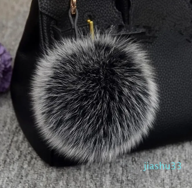 Porte-clés boule de fourrure de renard pelucheux de luxe, Pompons en fourrure, porte-clés Pom Pom pour sac à breloques, pendentif ornement