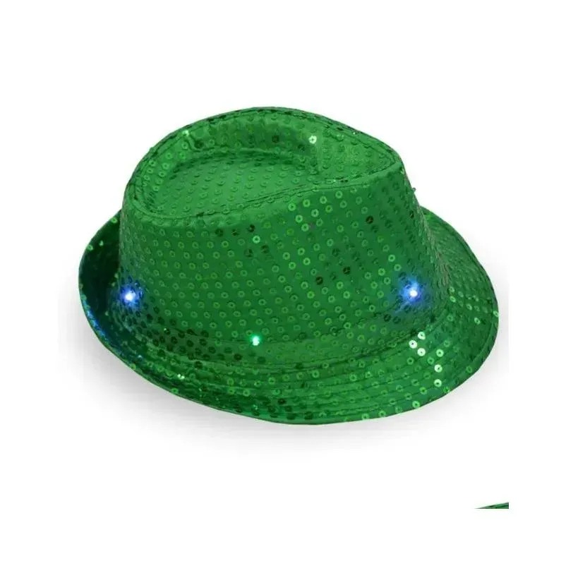 New Party Hats Space Cowgirl LED Hat Flashing Light Up Sequin  Hats Luminous Caps Halloween Costume Wholesale 0730