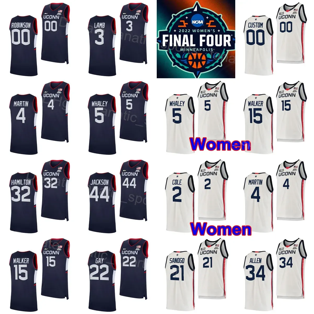 NCAA Final Four College Azzi Fudd Dames Uconn Huskies Jersey Basketbal 3 Aaliyah Edwards 20 Olivia Nelson-ododa Christyn Williams Evina Wes