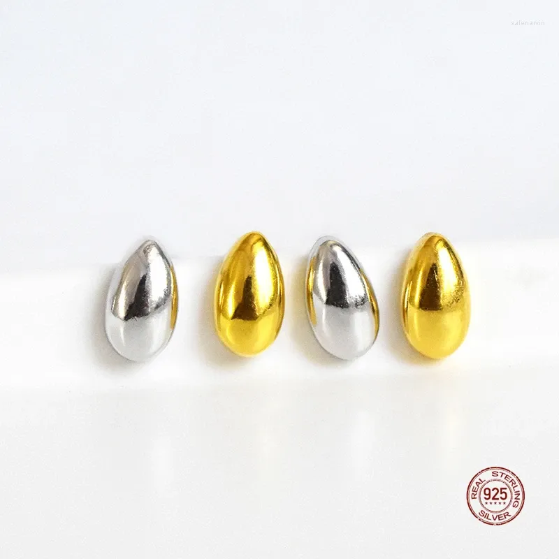 Ohrstecker LKO Echt 925 Sterling Silber Für Frauen Glatte Ei Ohrstecker Schmuck Mädchen Geschenk Gold/Silber Farbe