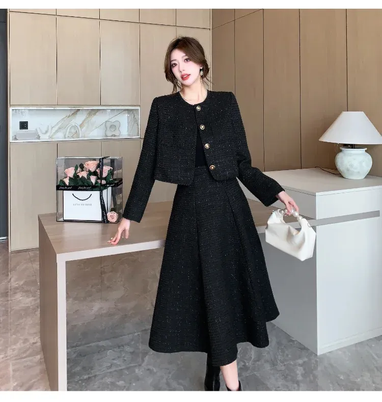 Elegant Tweed Dress and Jacket Set - Premium Quality Two