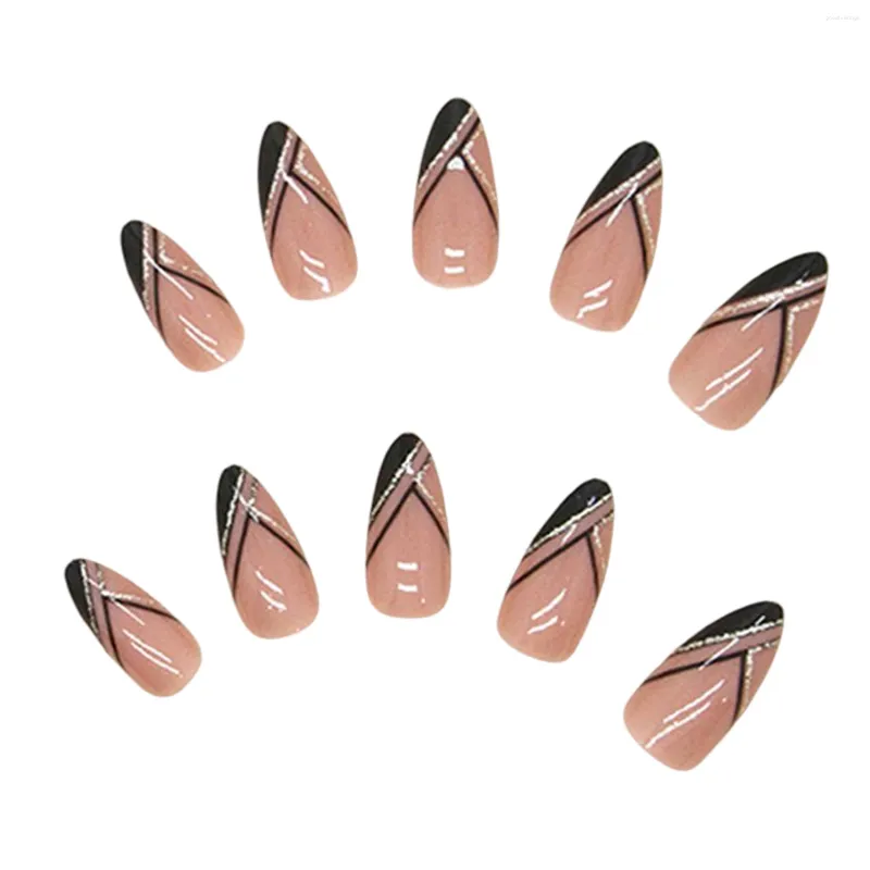 False Nails French Almond Short Fake Durable Full Cover For Fingernails DIY At Home