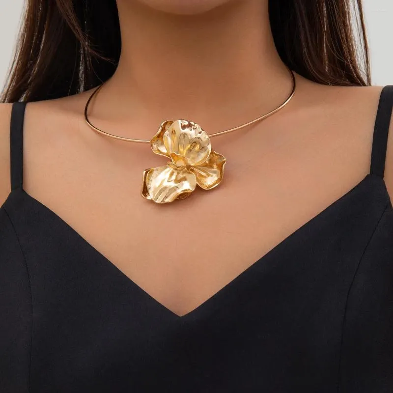 Choker punk överdriver guldfärg blommor moment kvinnor halsband gotisk minimalistisk geometrisk kort krage smycken y2k tillbehör