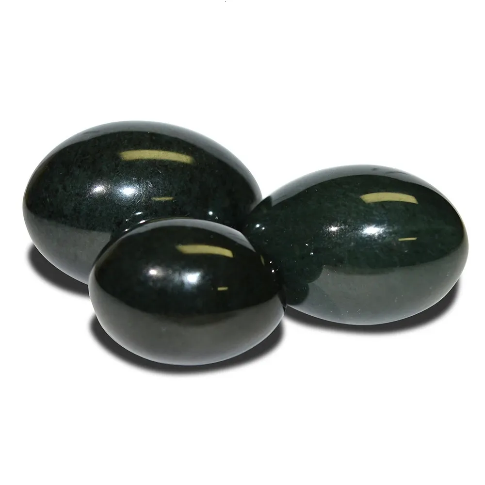 Helkroppsmassager Jade Yoni Egg of 3st Nephrite Jade Eggs for Women Kegel träning för bäckenbotten Stone Jade Massager 231202