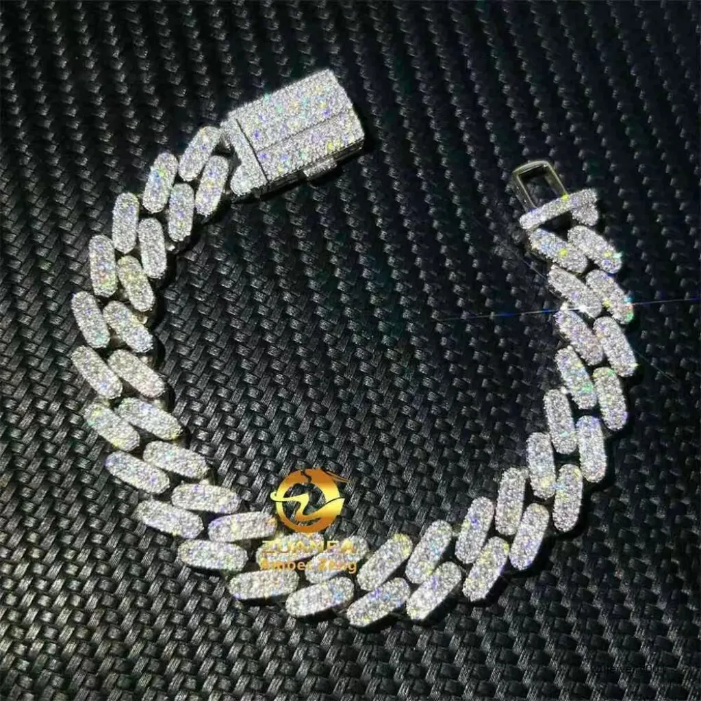 Testeur de diamant Hip Hop glacé, Bracelet à maillons cubains en argent Sterling 925, 13mm 15mm, Vvs Moissanite, livraison directe