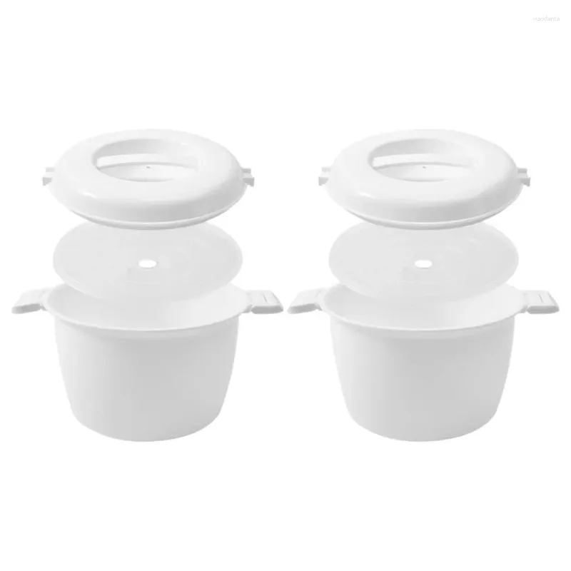 Louça 2 Pcs Fornos de Microondas Panela de Arroz para Panelas Recipiente Branco Fazendo Ferramenta Prática