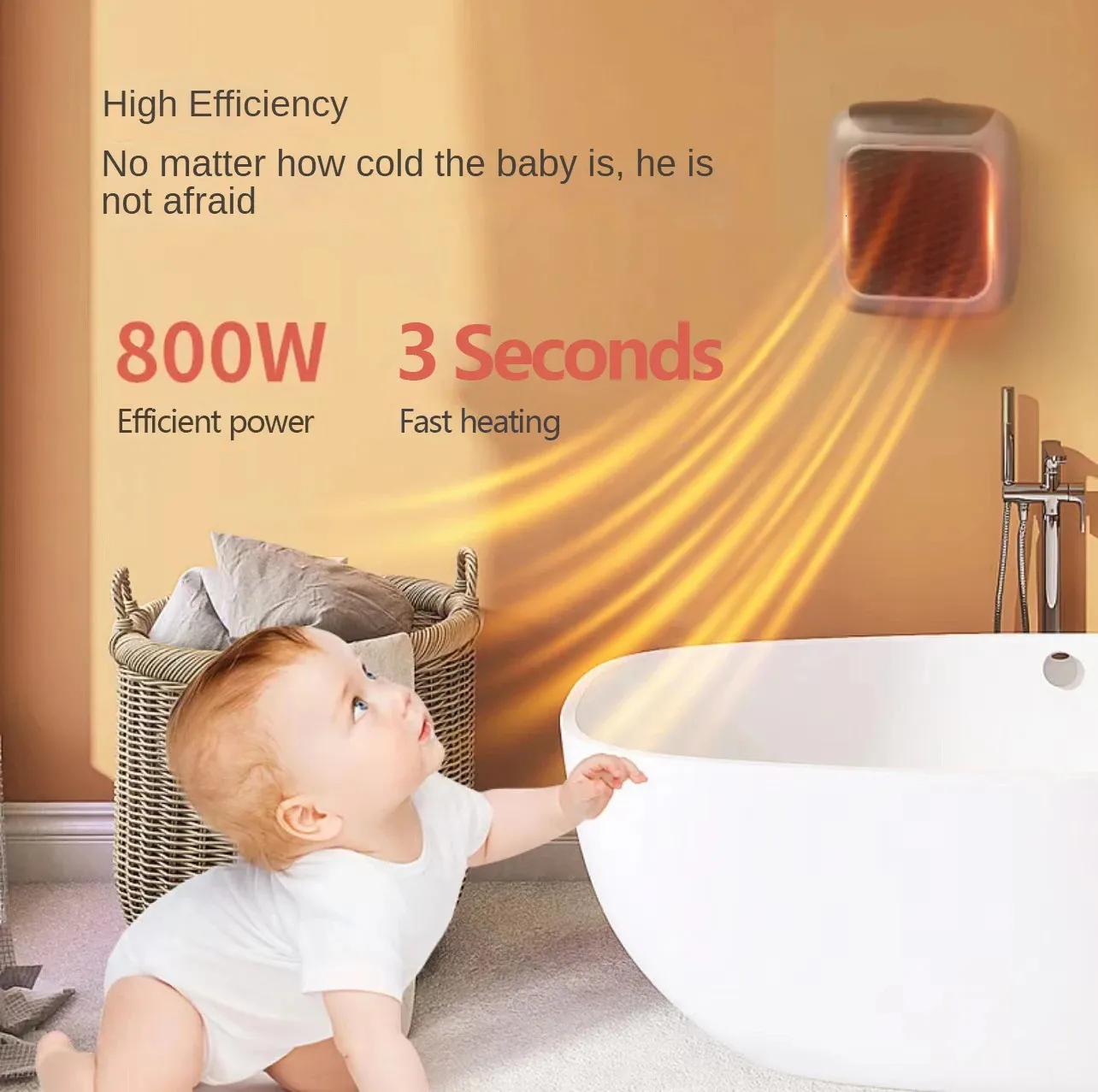 Electric Heaters 800W Portable Mini Heating Fan for Home Small Bathroom Remote Control Electric Heater Wall Mounted PTC Ceramic Heater 231202