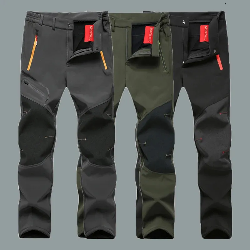 Outdoor Pants Man Thermal Camping Climbing Fishing Trekking Hiking Men Summer Winter Fleece Quick Dry Breathable Pant Sport Trousers L-6XL 231202