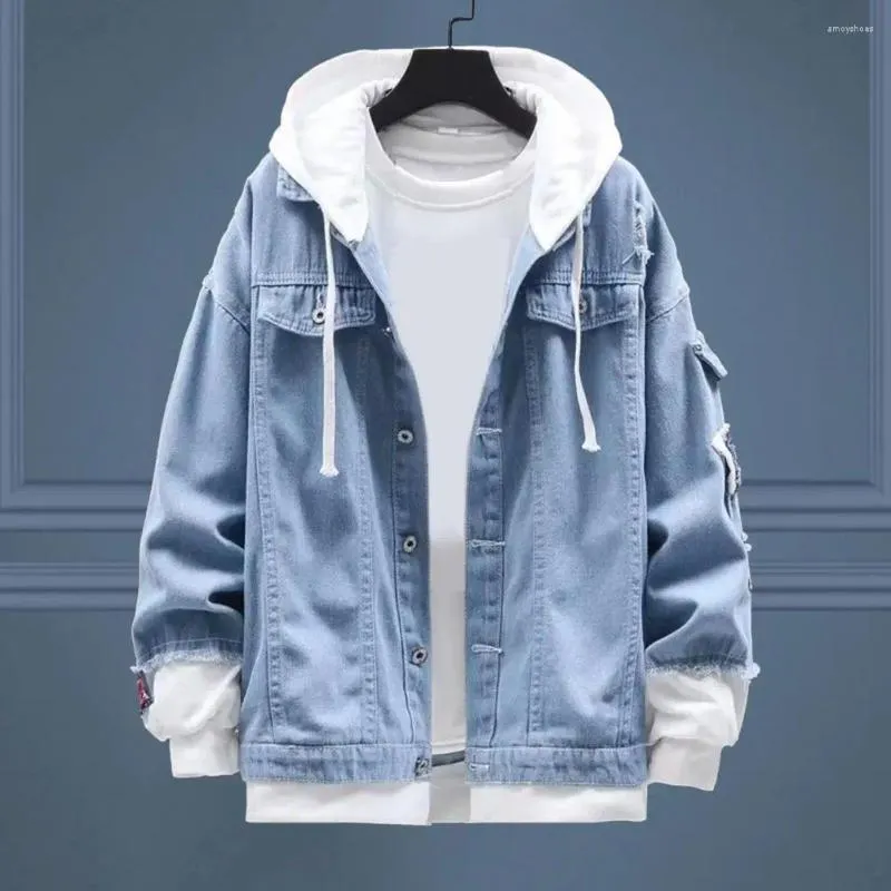 Jacket Style Casual Guy Denim Jacket Mens Ripped Denim Jacket With