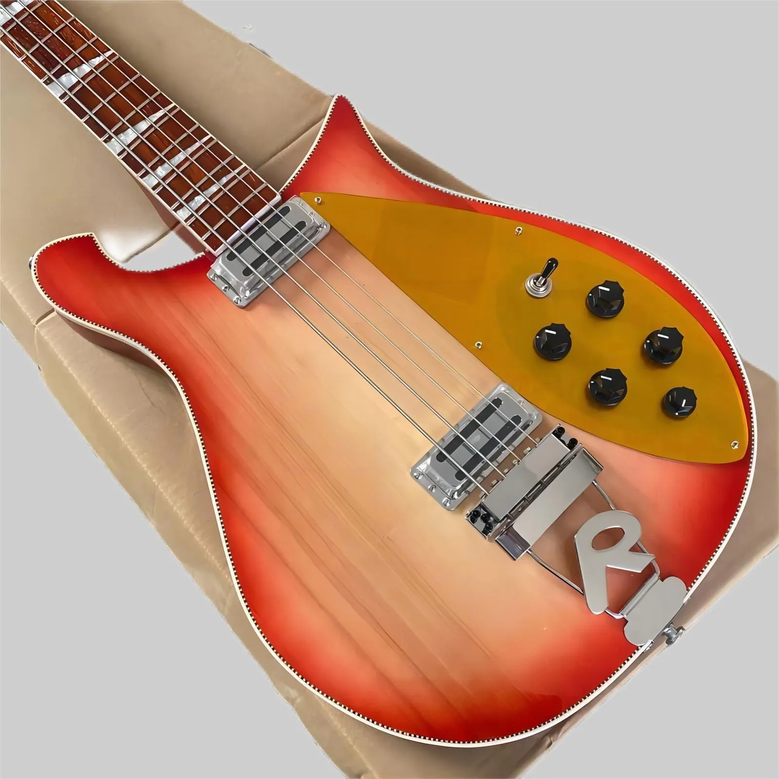 Cherry Burst Color Electric Bass Guitar R Tail Bridge Gold