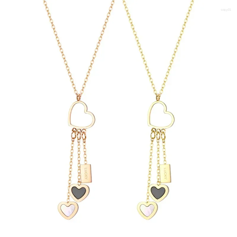 Pendant Necklaces Korean Lucky Heart-shaped Titanium Steel Necklace Sweet And Lovely Heart Jewelry