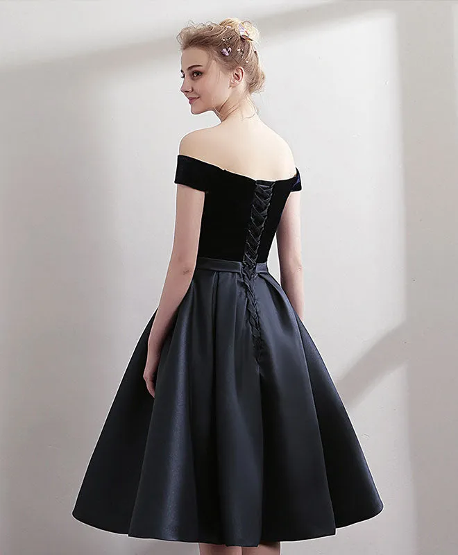 black evening dresses with short sleeves Black Stretch Satin Bridesmaid Dresses Deep V-Neck Short Sleeves Bride main image 1