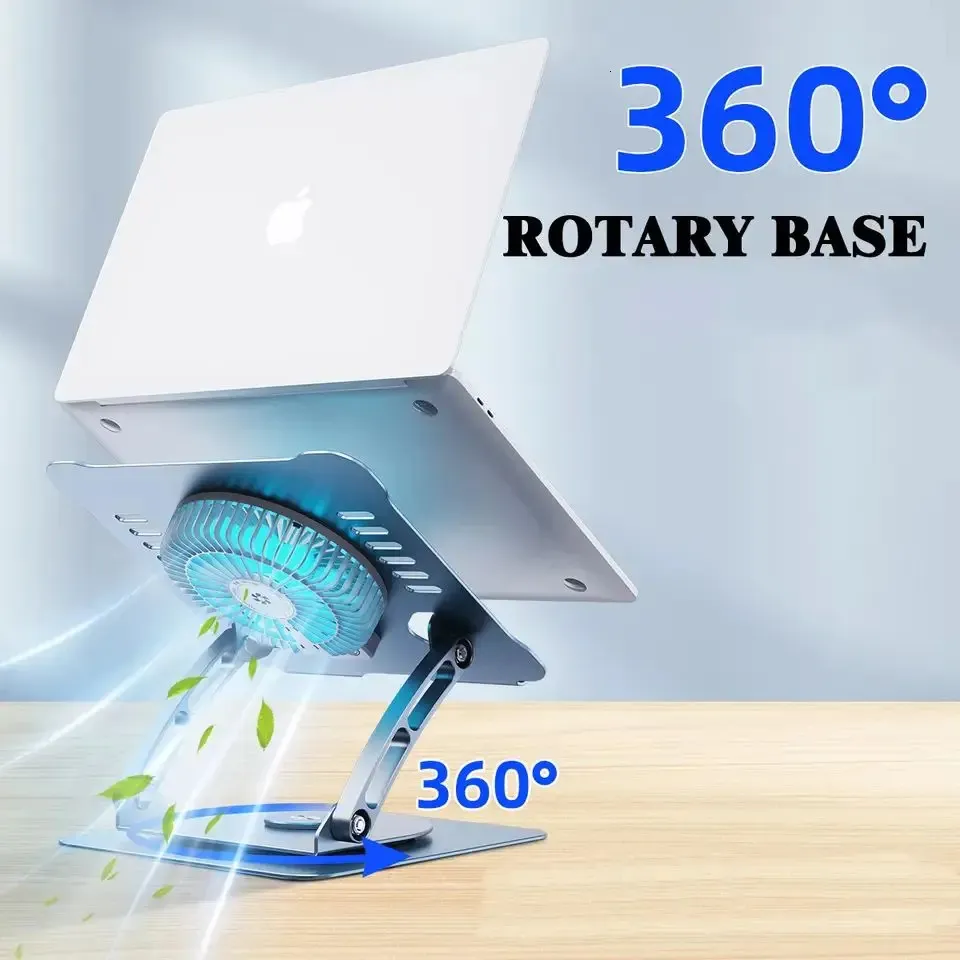 Support Ordinateur Portable Rotative à 360° avec Ventilateur