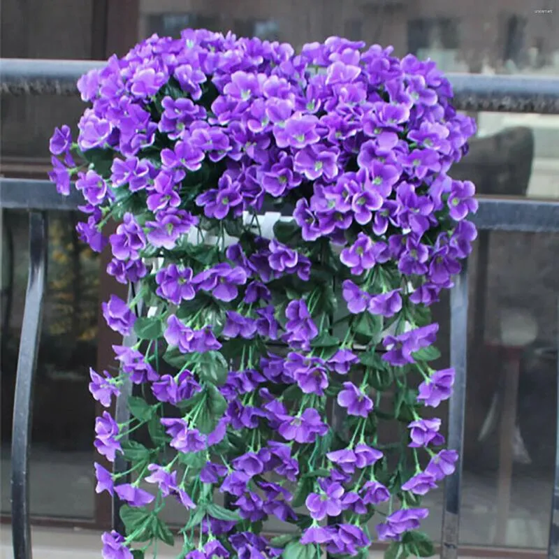 Decorative Flowers Hanging Basket Orchid Vivids Wall Wisteria Violet Bunch Artificial Flower Garland