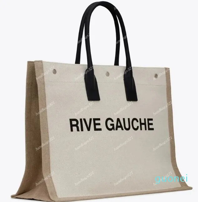 Leder-Einkaufstasche für Damen, RIVE GAUCHE, Handtasche, Schultertasche, Einkaufstaschen, Geldbörse, geprägter Buchstabe