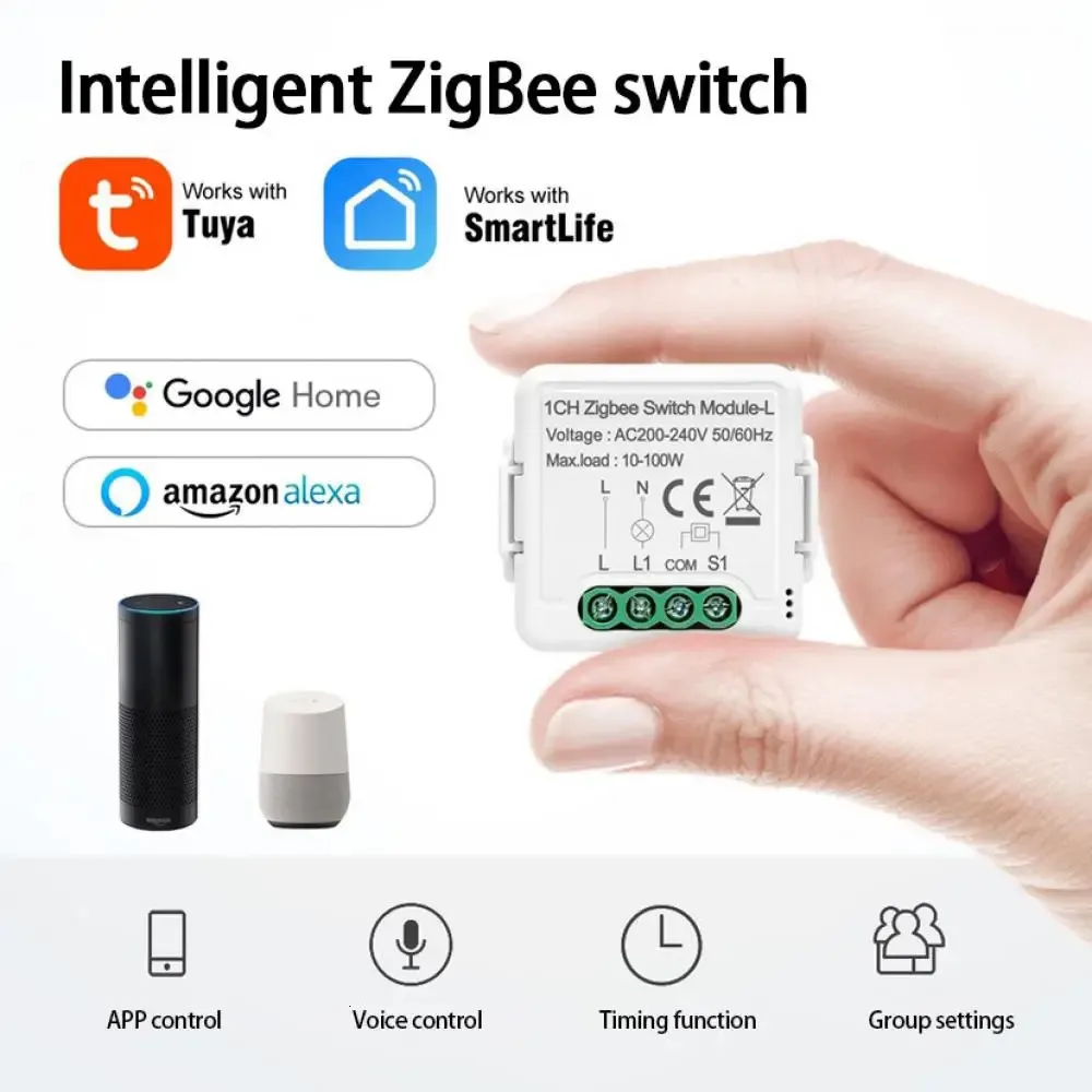 スイッチアクセサリTUYA ZIGBEEスマートスイッチモジュールリレーライト1 2 3ギャングニュートラルリスクアプリ音声リモートコントロールAC200240V 231202