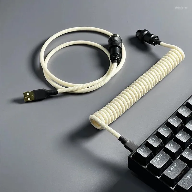 Computer Cables White Color Matching Type-C Aviation Plug Data Cable Black And Mini Micro To USB Custom Mechanical Keyboard Charger