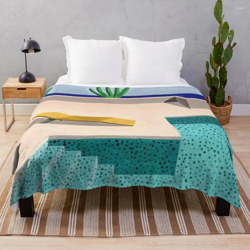 Blankets David Hockney Artwork - Swimming Pool Throw Blanket For Bed Travel Summer Bedding