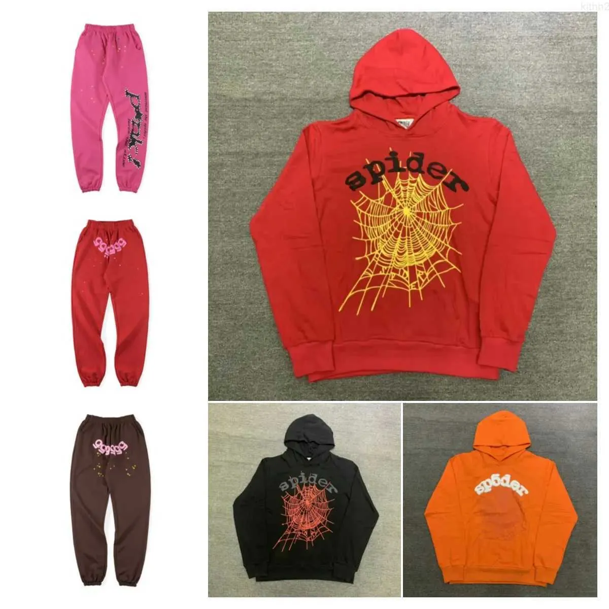 Diseñador Kanyes Spider 555 Sudadera con capucha Chaqueta de chándal Spi5er Fashion Street Wear Sudadera con capucha impresa para hombres y mujeres Parejas Suéter Tendencia Rojo Negro Tamaños asiáticos S5EV