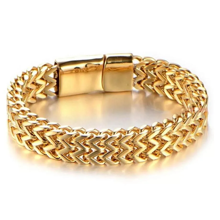 Roestvrij staal vierzijdige slijpketting armband 10 mm breed 19 21 23 cm lengte magnetische sluiting Bangle mannen polijsten pols sieraden F2352