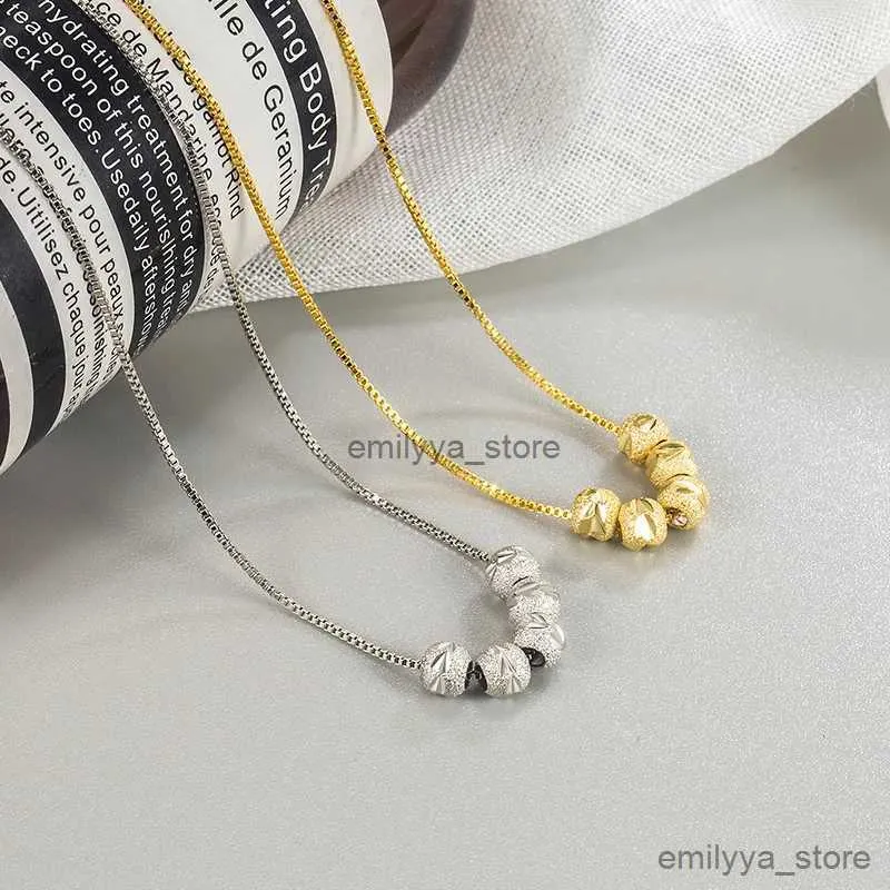 Pendant Necklaces Frosted Beans Pendant Necklace For Women White Gold Color Thick Plated Sweater Chain Fashion Jewelry for Female Free Shipping