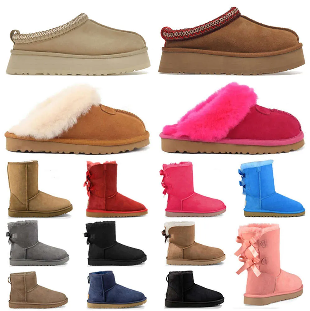 Australien Uggssy Boots Designer Women Snow Boot Bailey Chestnut Tazz Boots Winter Buckle Päls halv knä Kort Lady Suglies Skor Integrerade hår Tasman tofflor Yyu