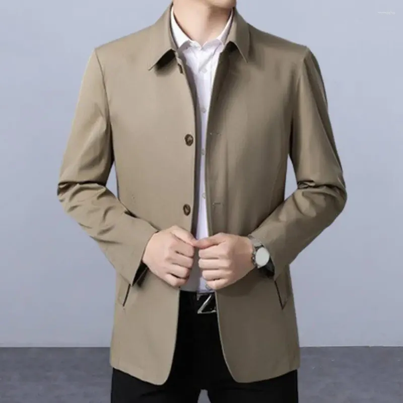 Men's Casual Jacket Spring/Autumn Business Coat, Long Sleeve Solid Color  Blazer, Turn-Down Collar, Single Breasted Smart Style