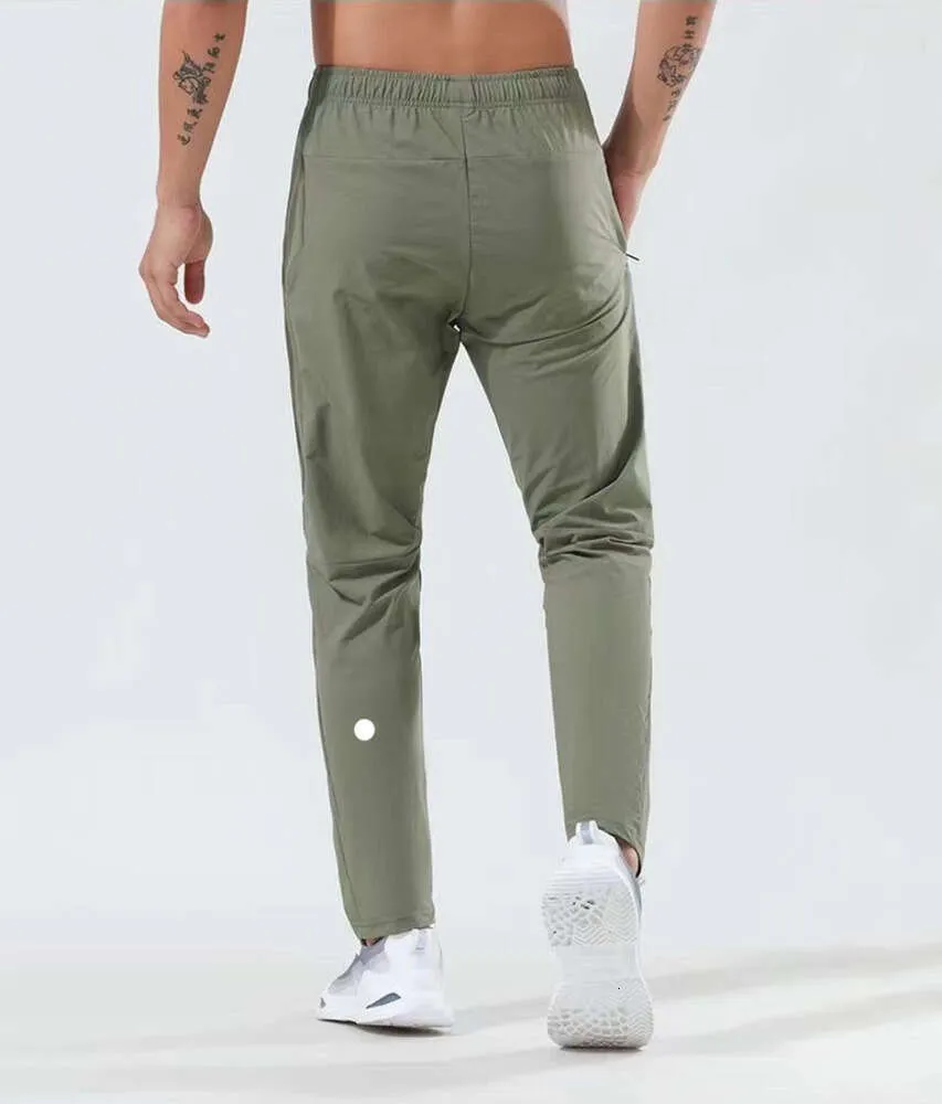 LU LU L Heren Jogger Lange Broek Sport Yoga Outfit Sneldrogend Trekkoord Gym Ritszakken Joggingbroek Broek Heren Casual Elastische taille Fitness