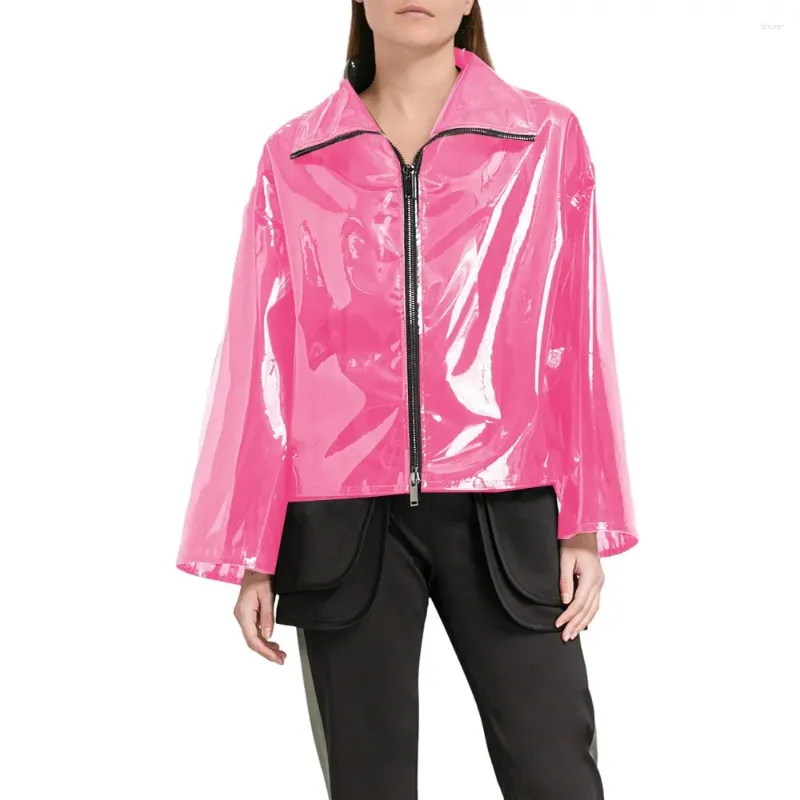 Giacche da donna Punk Uomo Giacca in plastica Feitsh da donna Cappotto a maniche lunghe in PVC trasparente trasparente Top Vedi attraverso la festa privata chic