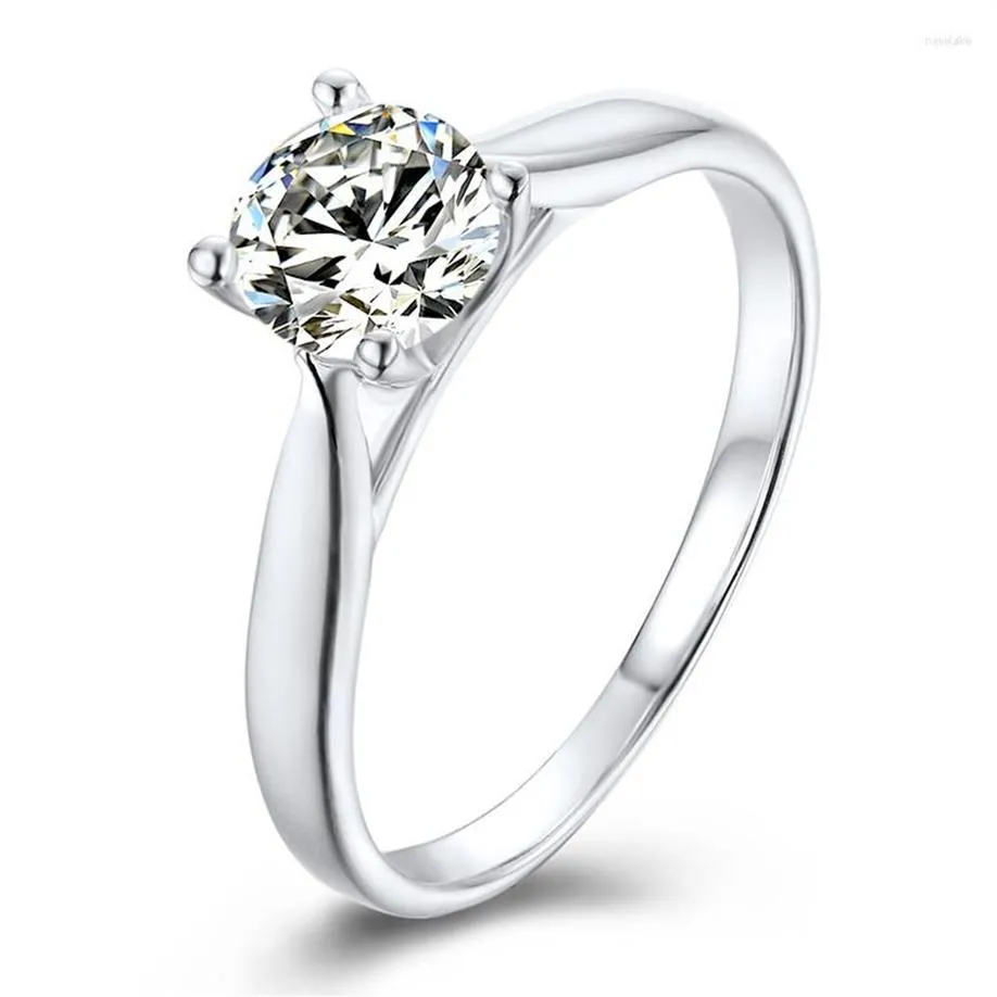 Anelli a grappolo ANZIW Quattro punte in argento sterling 925 con diamante Moissanite 5 mm Solitario rotondo Fidanzamento per matrimonio Gioielli da donna3026